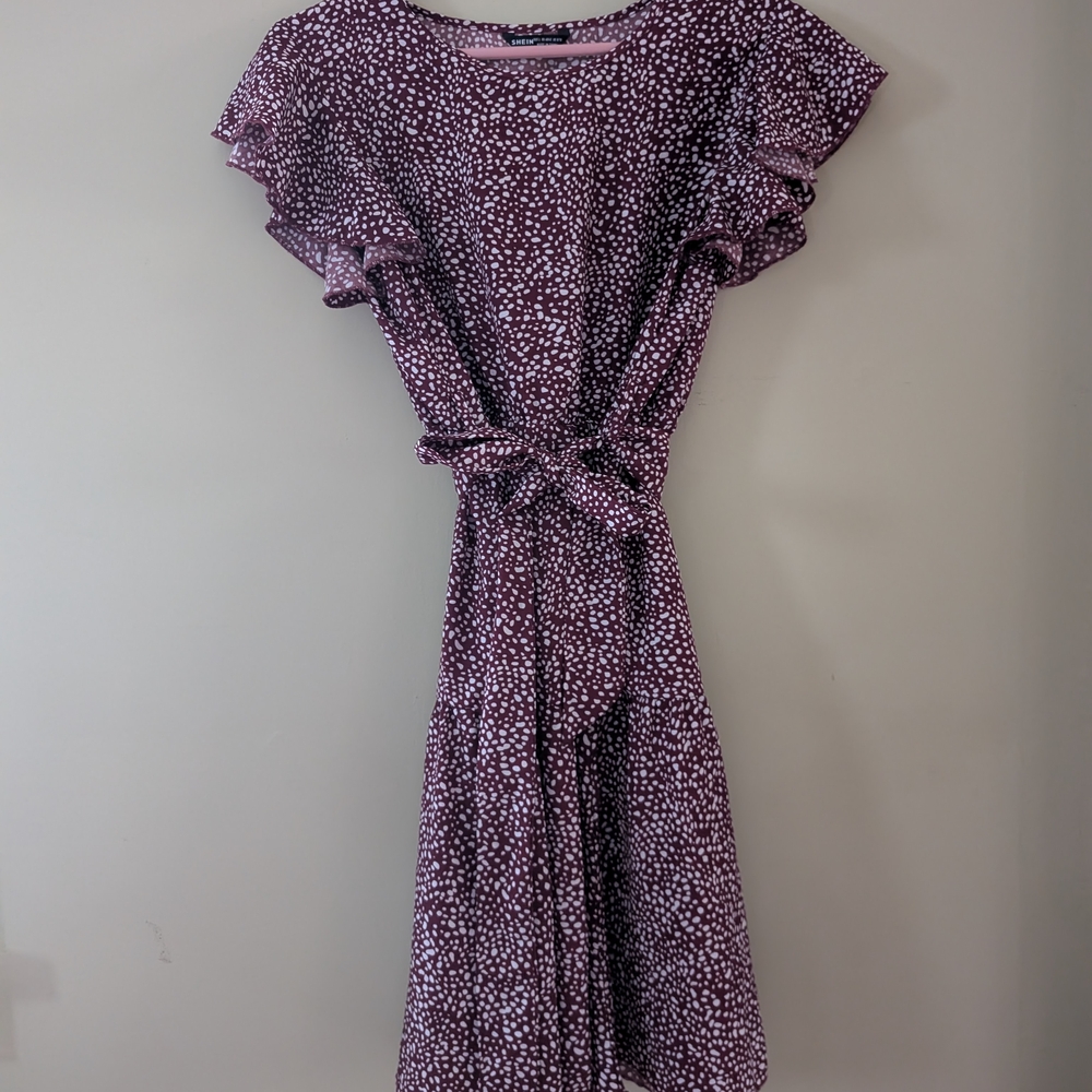 SHEIN Purple Flutter Sleeve Midi Sundress